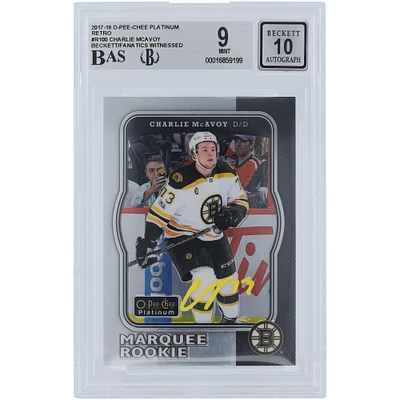 Charlie McAvoy Bruins de Boston dédicacé 2017-18 Upper Deck O-Pee-Chee Platinum Retro Yellow Ink #R-100 Beckett Fanatics Témoin authentifié 9/10 Rookie Card