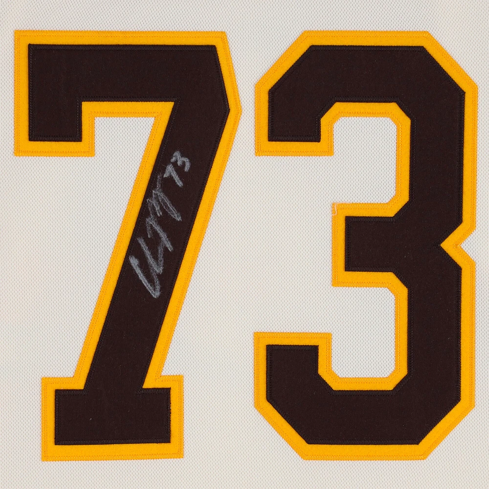 Maillot authentique adidas beige alternatif autographié par Charlie McAvoy des Boston Bruins avec patch 100e anniversaire