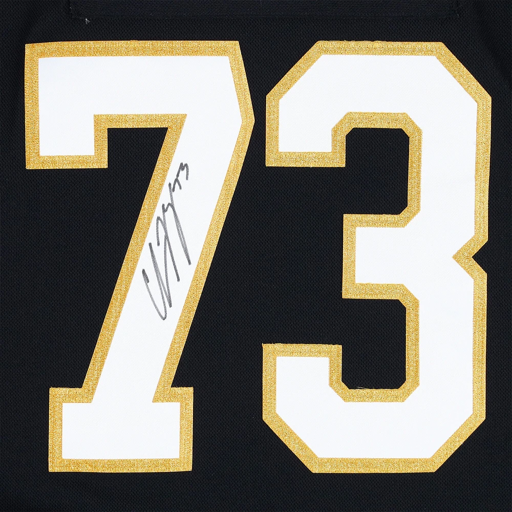 Maillot authentique adidas noir autographié par Charlie McAvoy des Boston Bruins avec patch 100e anniversaire