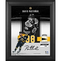 David Pastrnak Boston Bruins Facsimile Signature Framed 11" x 14" Impact Collage with a Piece of Game-Used Puck - Limited Edition of 250