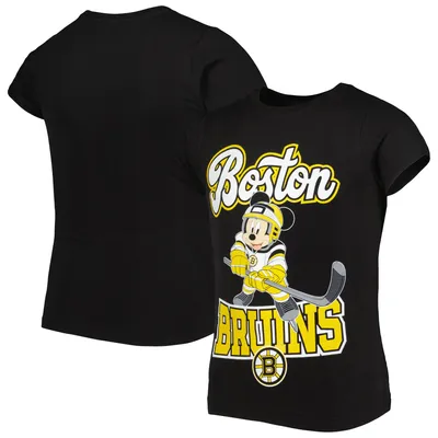 Boston Bruins Girls Youth Mickey Mouse Go Team T-Shirt - Black