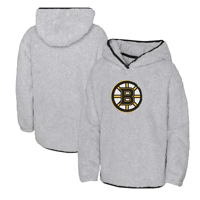 Sweat à capuche en polaire Ultimate Teddy des Bruins de Boston, gris chiné pour jeunes filles