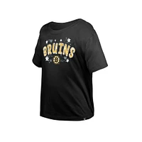 T-shirt à paillettes noir pour fille New Era des Bruins de Boston