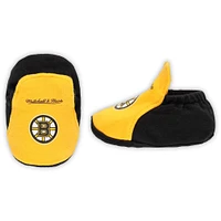 Infant Mitchell & Ness Gold/Black Boston Bruins Big Score 3-Pack Bodysuit, Bib and Bootie Set