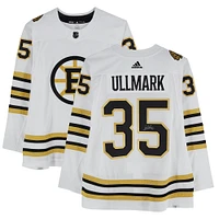 Maillot adidas authentique blanc autographié par Linus Ullmark des Boston Bruins 2023-24 avec patch du 100e anniversaire