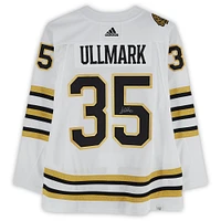 Maillot adidas authentique blanc autographié par Linus Ullmark des Boston Bruins 2023-24 avec patch du 100e anniversaire