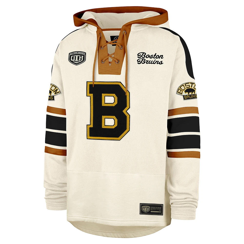 Men's '47 Bobby Orr Cream Boston Bruins Blue Line Heritage Name & Number Lace-Up Pullover Hoodie