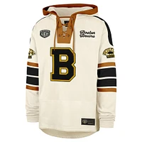 Men's '47 Bobby Orr Cream Boston Bruins Blue Line Heritage Name & Number Lace-Up Pullover Hoodie