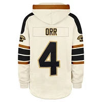 Men's '47 Bobby Orr Cream Boston Bruins Blue Line Heritage Name & Number Lace-Up Pullover Hoodie