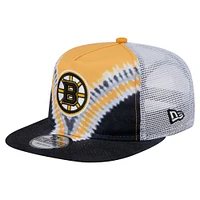 Casquette de golf ajustable V-Dye noire/dorée New Era pour homme des Bruins de Boston