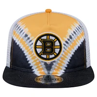 Casquette de golf ajustable V-Dye noire/dorée New Era pour homme des Bruins de Boston