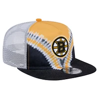 Casquette de golf ajustable V-Dye noire/dorée New Era pour homme des Bruins de Boston