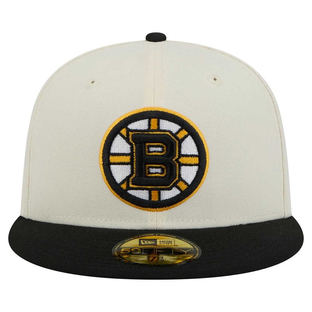 Men's New Era  White Boston Bruins Chrome Two-Toned 59FIFTY Fitted Hat