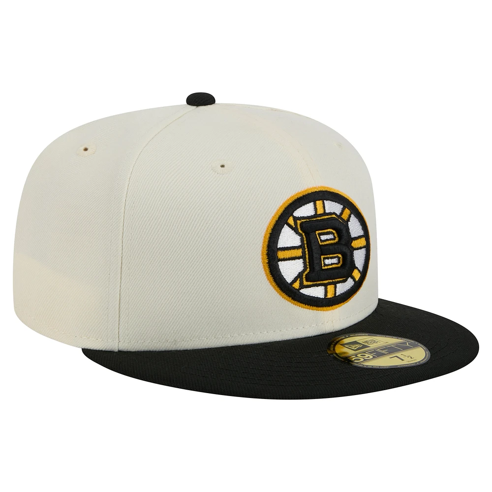 Men's New Era  White Boston Bruins Chrome Two-Toned 59FIFTY Fitted Hat