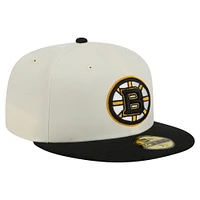 Men's New Era  White Boston Bruins Chrome Two-Toned 59FIFTY Fitted Hat