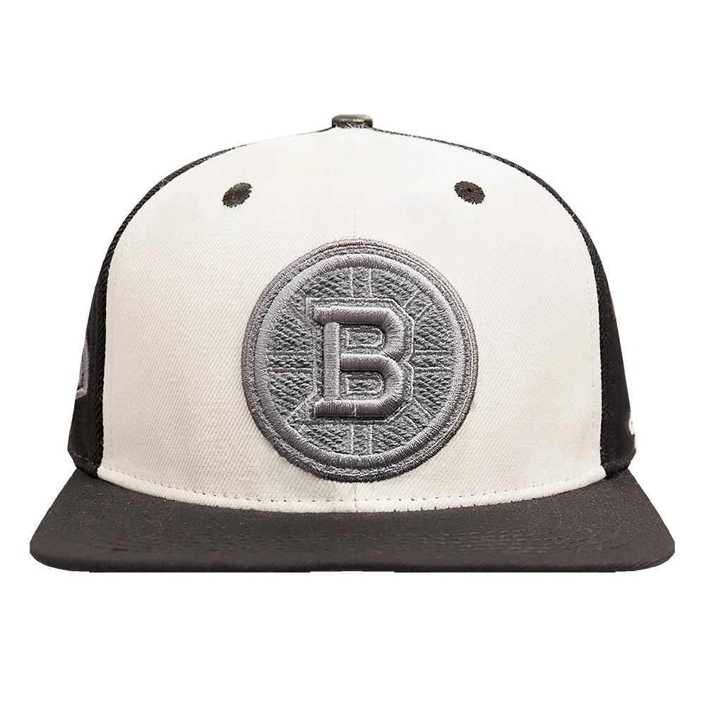 Men's Pro Standard  Cream Boston Bruins French Terry Snapback Hat