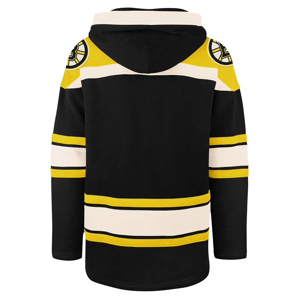 Men's '47 Black Boston Bruins 100th Anniversary Superior Lacer Pullover Hoodie