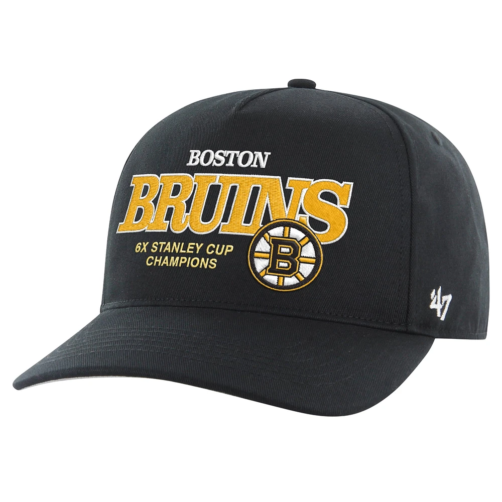 Casquette réglable avec attelage de boîte de pénalité des champions de la Coupe Stanley 6X des Bruins de Boston noirs '47 pour hommes