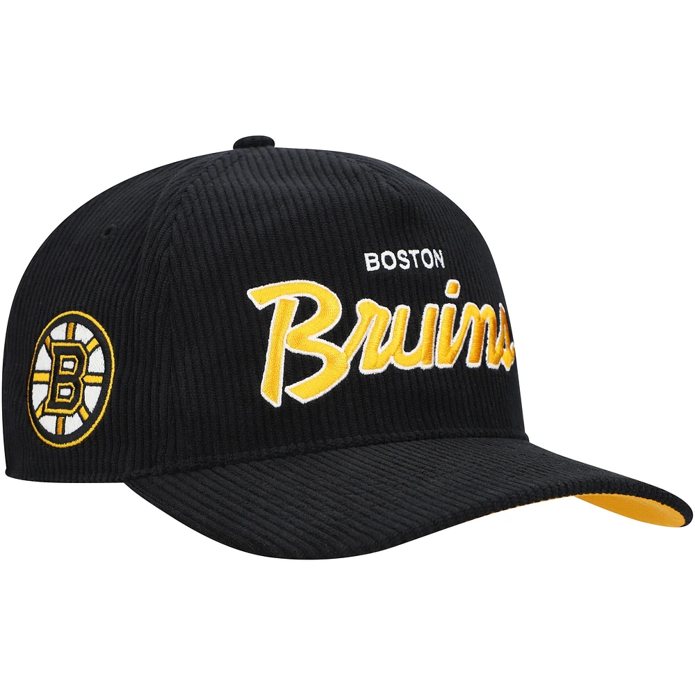 Casquette ajustable en velours côtelé Crosstown Hitch noire des Bruins de Boston pour homme '47