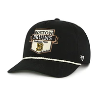 Men's '47  Black Boston Bruins Old Time Hockey Rafter Sure Shot Hitch Adjustable Hat