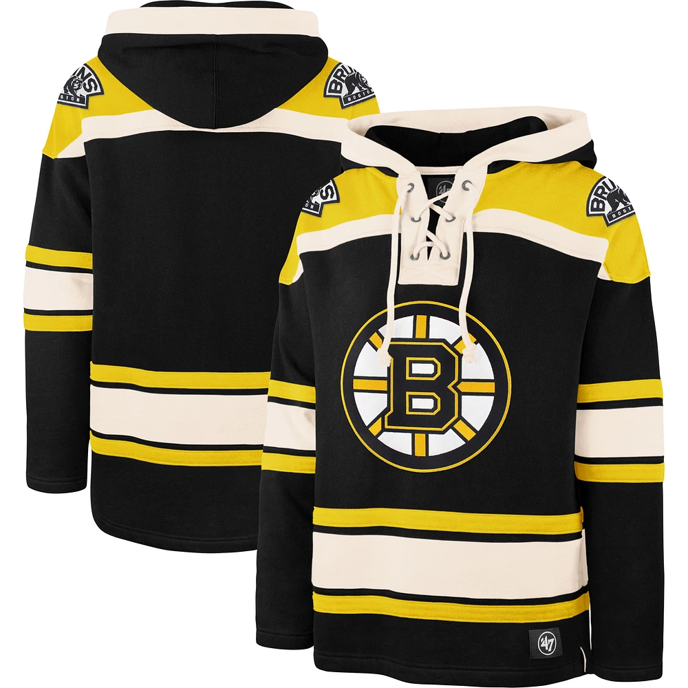 Chandail à capuchon supérieur Lacer des Bruins de Boston '47 pour hommes, noir