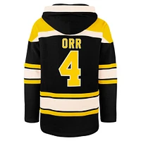 Men's '47 Bobby Orr Black Boston Bruins Retired Player Name & Number Lacer Pullover Hoodie