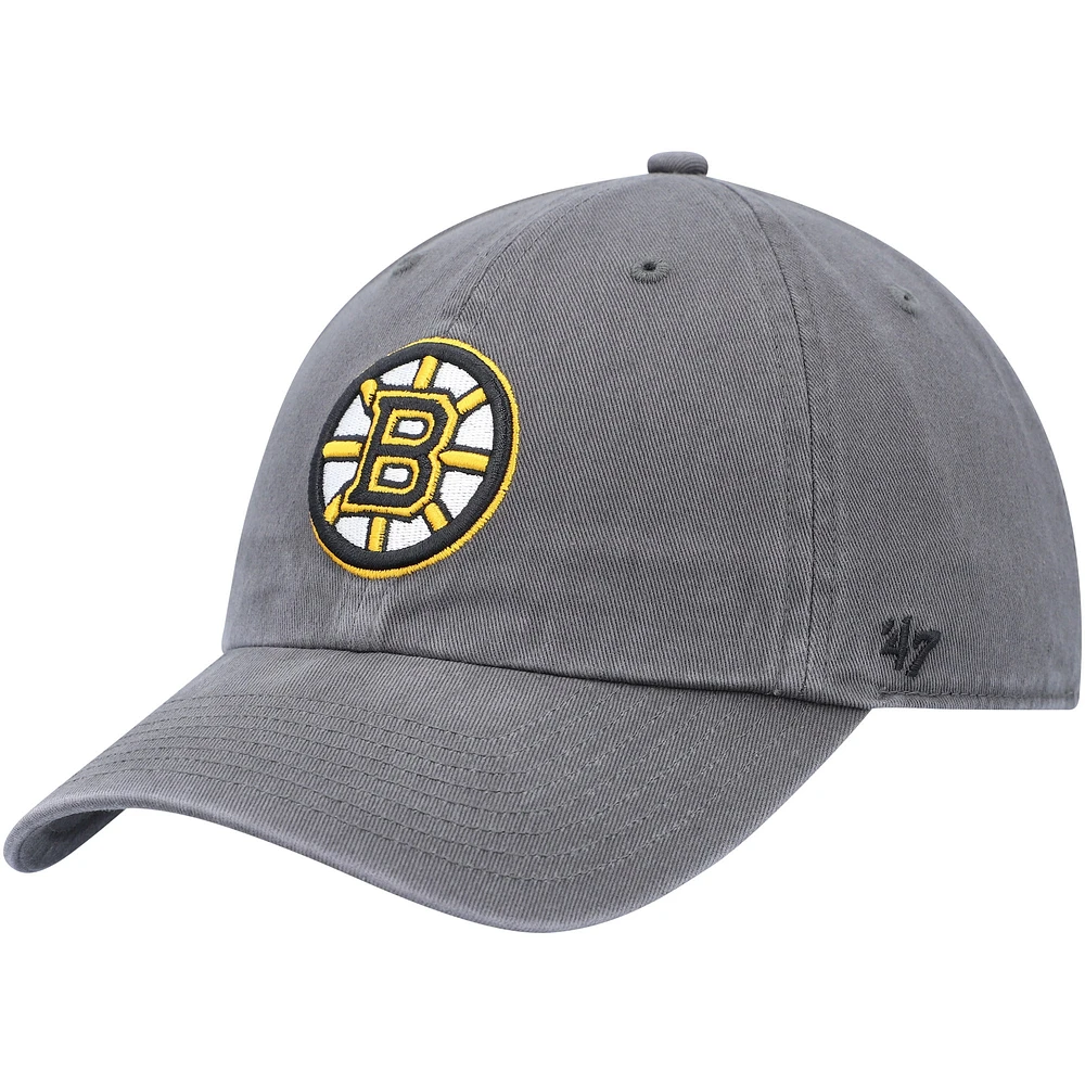 Men's '47 Charcoal Boston Bruins Team Clean Up Adjustable Hat