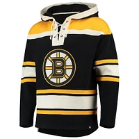 Men's '47 David Pastrnak Black Boston Bruins Player Lacer Pullover Hoodie