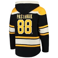 Men's '47 David Pastrnak Black Boston Bruins Player Lacer Pullover Hoodie