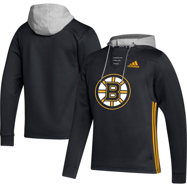 Sweat à capuche adidas noir Boston Bruins Skate Lace Primeblue Team pour hommes