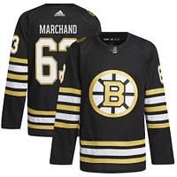 Maillot de joueur authentique Brad Marchand pour hommes, adidas, noir, Boston Bruins, Primegreen, 100e anniversaire