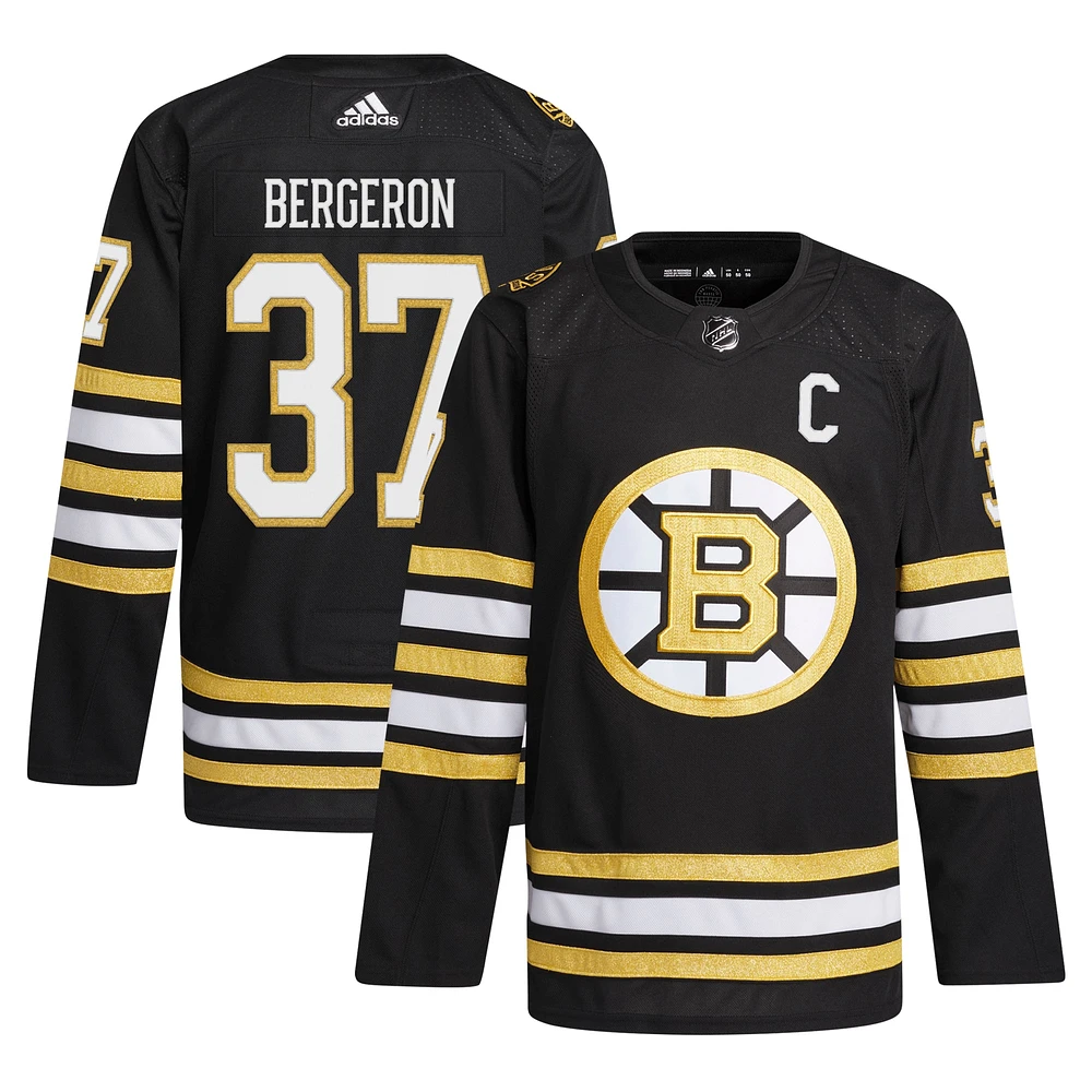 Maillot de joueur authentique à domicile Primegreen des Bruins Boston adidas Patrice Bergeron pour homme, noir