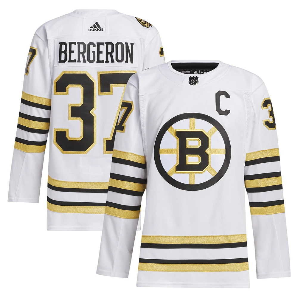 Men's adidas Patrice Bergeron White Boston Bruins Away Primegreen Authentic Player Jersey