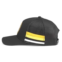 Men's American Needle Black Boston Bruins HotFoot Stripes Trucker Adjustable Hat