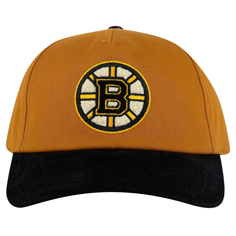 Men's American Needle  Tan/Black Boston Bruins Burnett Adjustable Hat