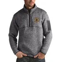 Boston Bruins Antigua Fortune 1/2-Zip Pullover Jacket - Charcoal