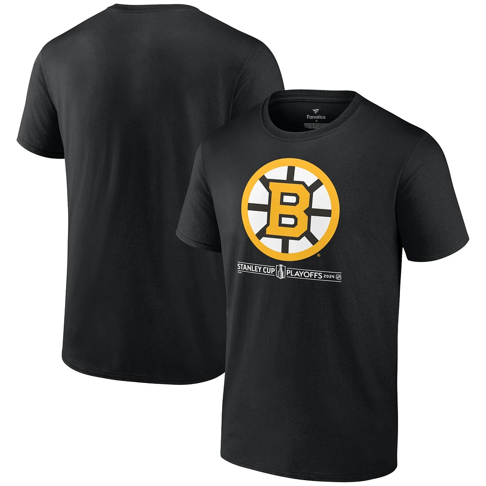 T-shirt noir pour homme des Bruins de Boston lors séries éliminatoires la Coupe Stanley 2024