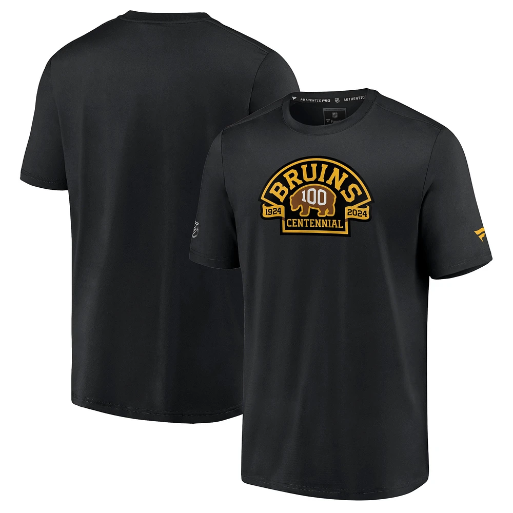 Men's  Black Boston Bruins Authentic Pro Centennial Logo T-Shirt