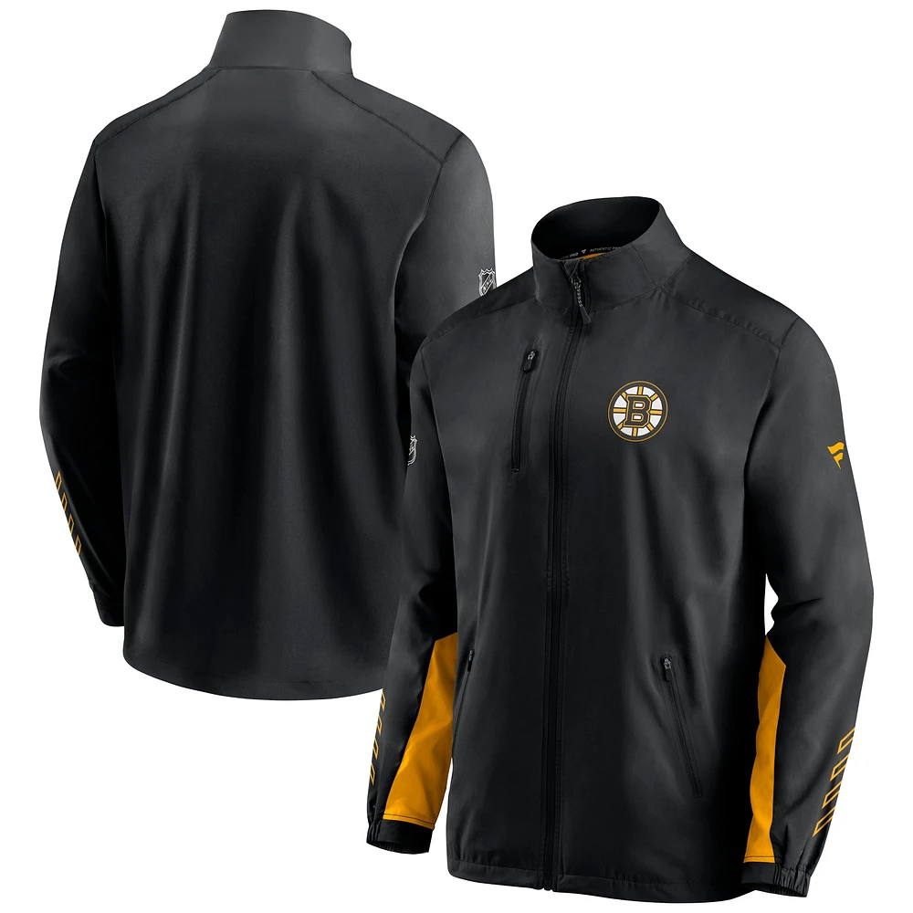 Men's Black Boston Bruins Authentic Pro Locker Room Rinkside Full-Zip Jacket