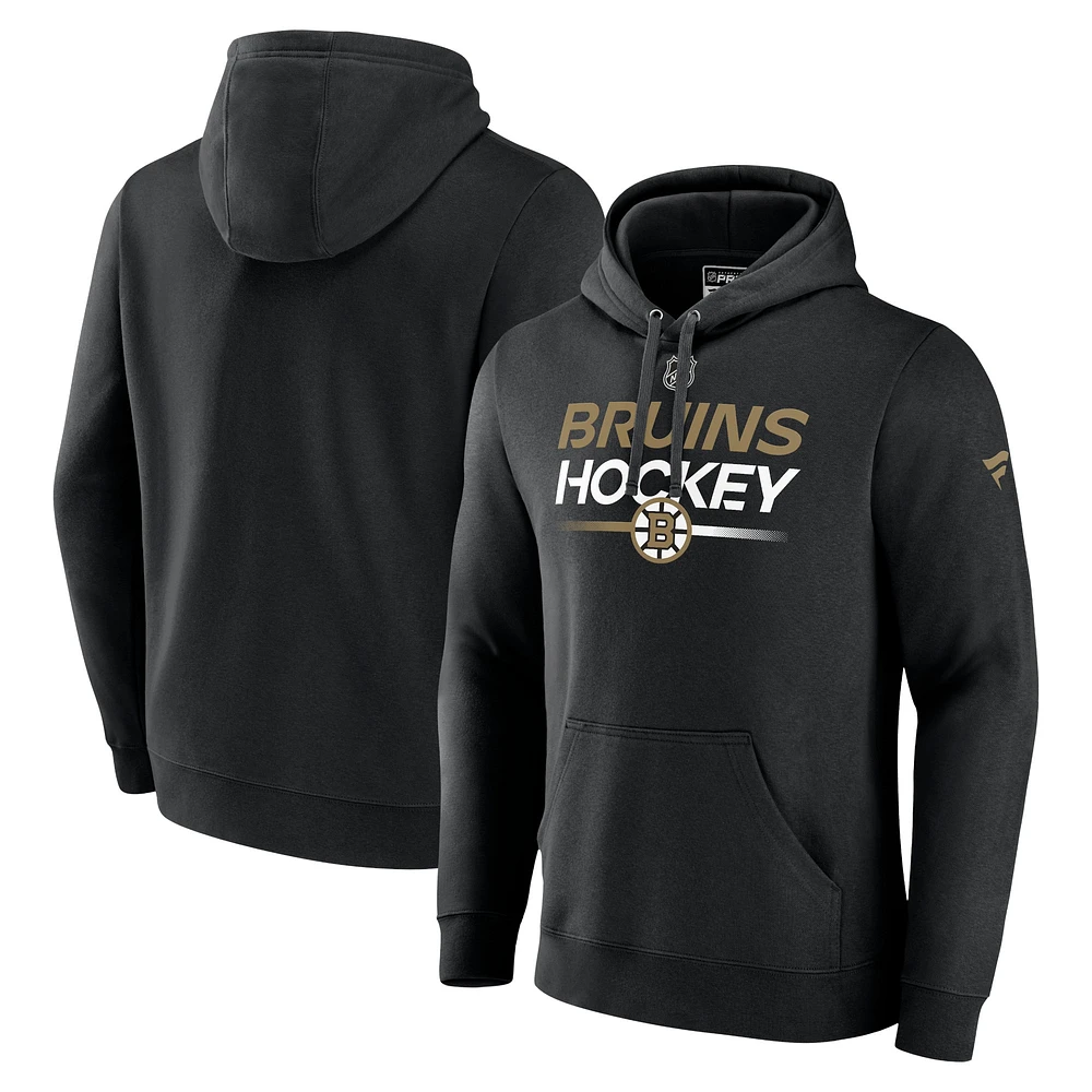 Men's  Black Boston Bruins Authentic Pro Pullover Hoodie