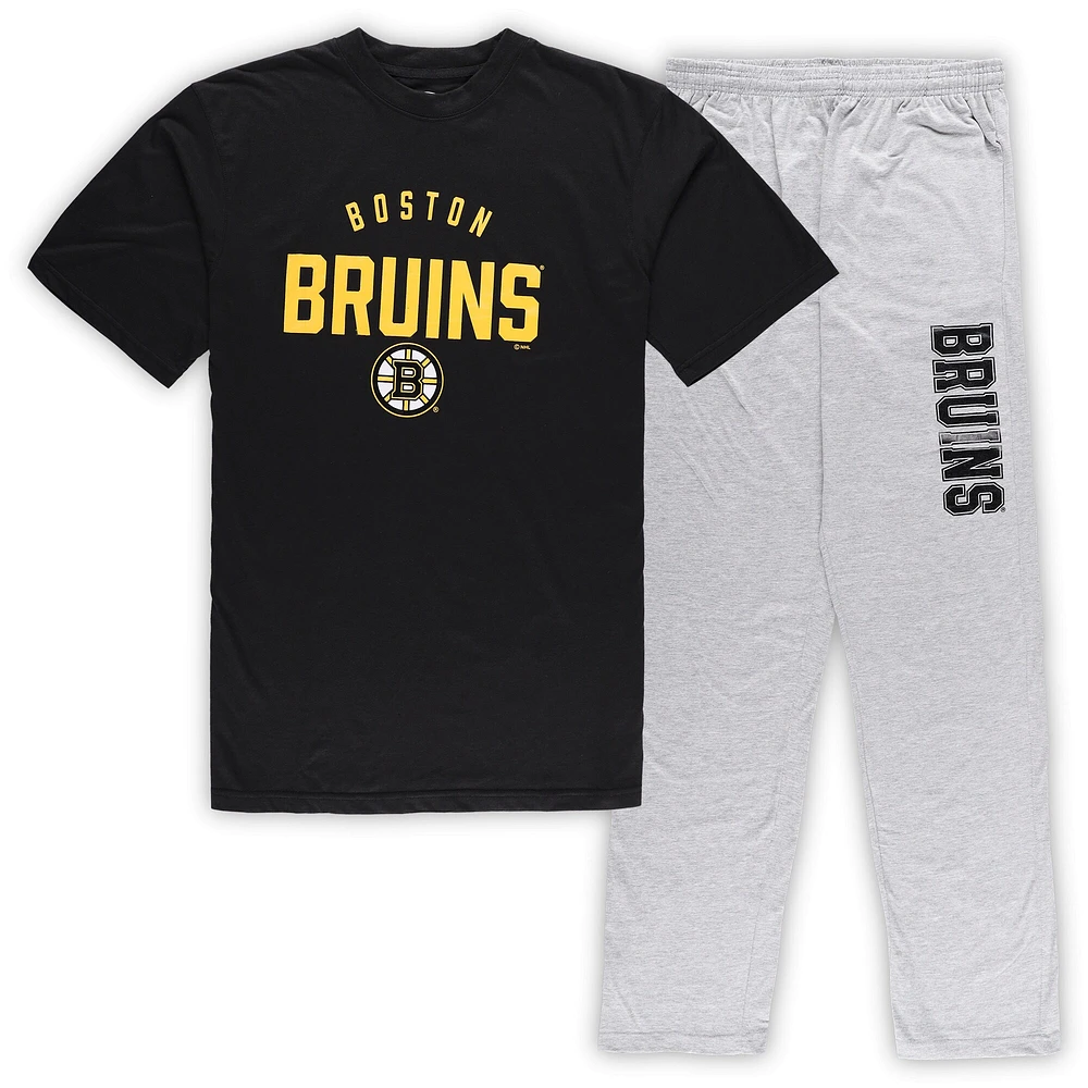 Ensemble de détente avec t-shirt et pantalon Big & Tall des Bruins Boston pour hommes, noir/gris chiné