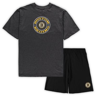 Men's Concepts Sport Black/Heathered Charcoal Boston Bruins Big & Tall T-Shirt Shorts Sleep Set