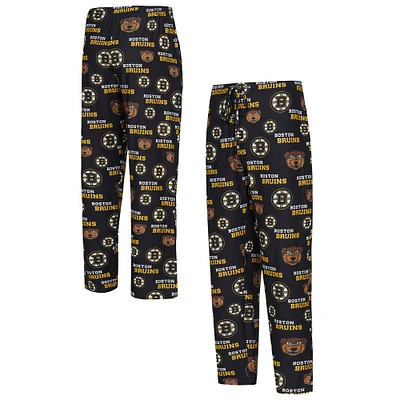 Pantalon en tricot à imprimé intégral Boston Bruins noir Concepts Sport pour hommes