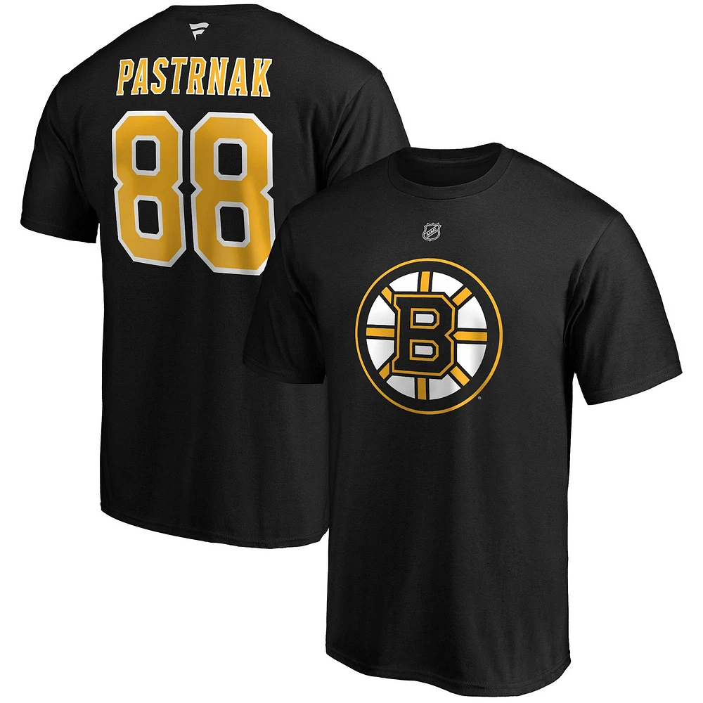 T-shirt noir David Pastrnak pour homme avec nom et numéro Big & Tall des Bruins de Boston