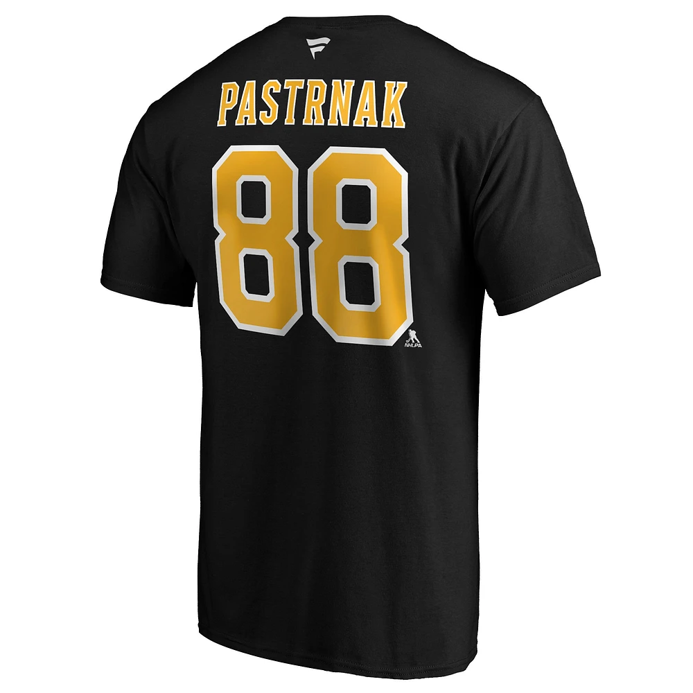 T-shirt noir authentique pour homme David Pastrnak avec nom et numéro des Bruins de Boston