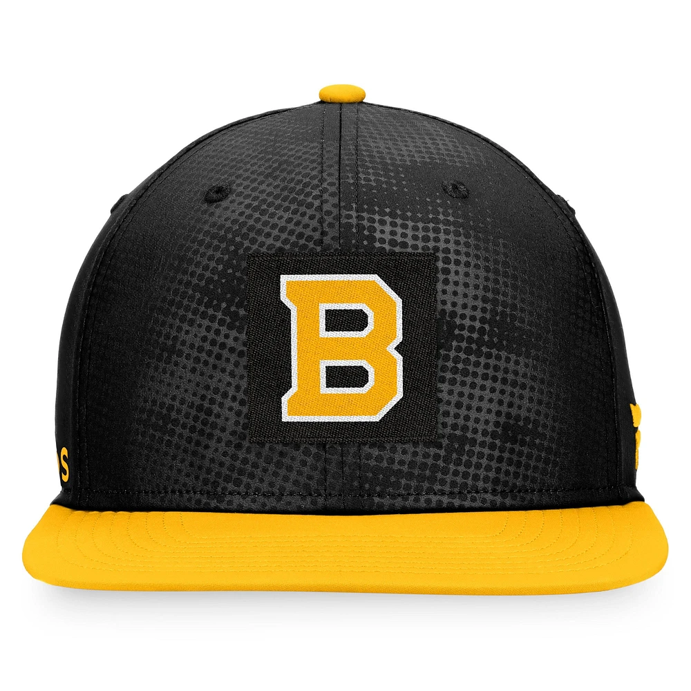 Casquette Snapback avec logo alternatif authentique des Bruins de Boston Fanatics noir/or pour hommes