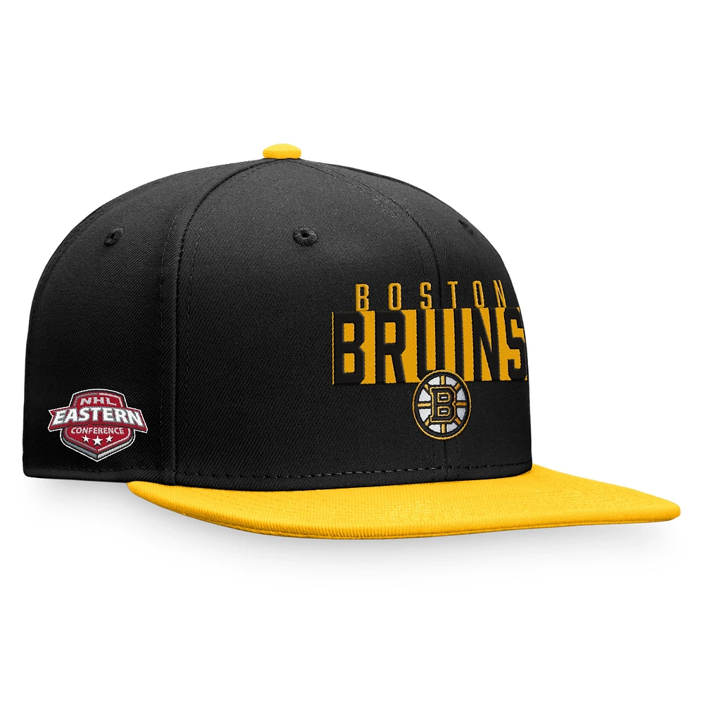 Casquette Snapback à couleurs contrastées fondamentales des Bruins de Boston Fanatics noir/or pour hommes