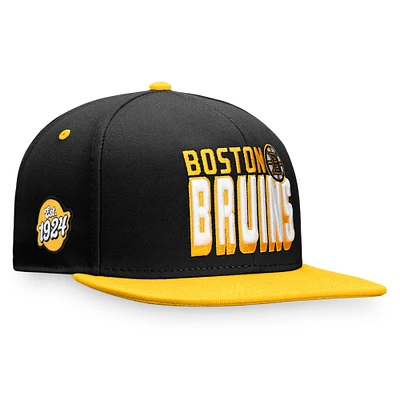 Men's Fanatics Black/Gold Boston Bruins Heritage Retro Two-Tone Snapback Hat