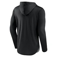 Men's Fanatics Black/Heather Charcoal Boston Bruins Iconic Defender Pullover Hoodie