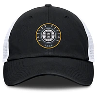 Casquette ajustable Averie Trucker noire/blanche des Bruins de Boston Fanatics pour hommes